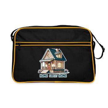 Home Sweet Home - House Illustration - Retro Bag - black/gold - Front