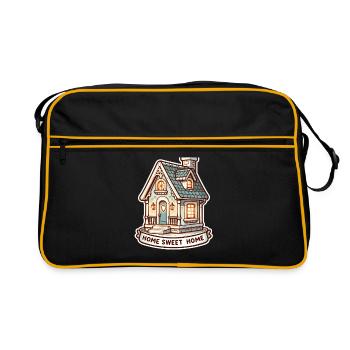 Home Sweet Home - House Illustration - Retro Bag - black/gold - Front