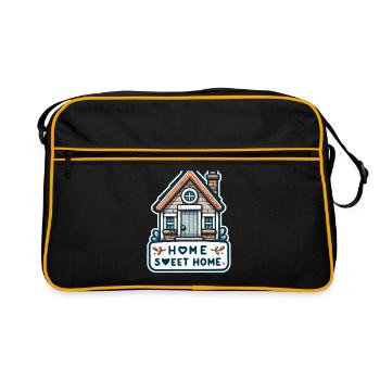 Home Sweet Home - House Illustration - Retro Bag - black/gold - Front