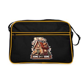 Home Sweet Home - House Illustration - Retro Bag - black/gold - Front