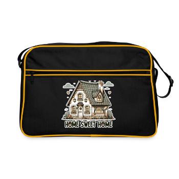Home Sweet Home - House Illustration - Retro Bag - black/gold - Front