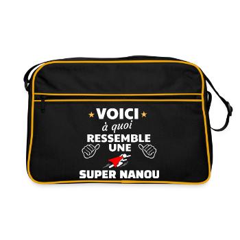 Design Inspiré Super Nanou Fête Noël - Sac Retro - noir/or - Devant
