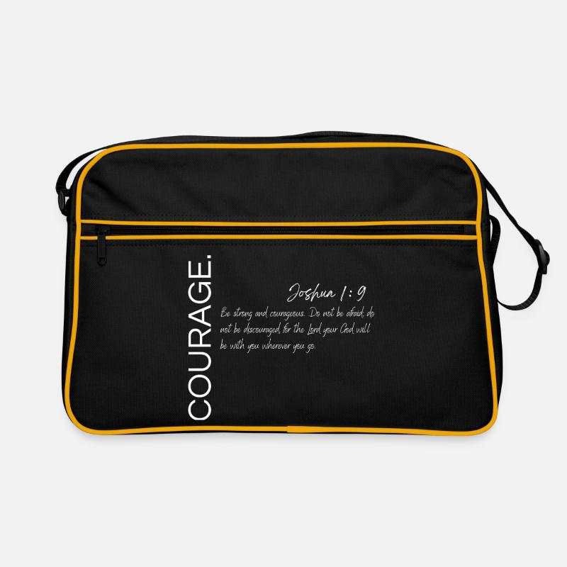 Courage - Josué 1:9 Conception chrétienne - Sac Retro - noir/or