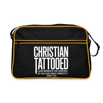 Christlicher Tattoo Look Unter Oberfläche - Retro Tasche - Schwarz/Gold - Vorne
