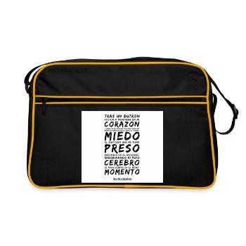 Herz und Angst im Vers - Retro Tasche - Schwarz/Gold - Vorne