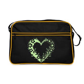 Cœur fleuri dans un cadre floral - Sac Retro - noir/or - Devant