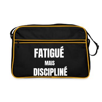 Fatigué mais discipliné – mindset travail - Sac Retro - noir/or - Devant