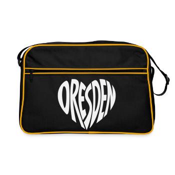 Lettrage en cœur de Dresde - Sac Retro - noir/or - Devant
