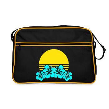 Soleil Hibiscus Néon Tropiques - Sac Retro - noir/or - Devant