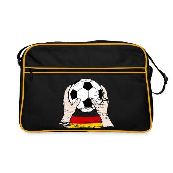 Balle du drapeau allemand : Mains tenant le ballon - Sac Retro - noir/or - Devant