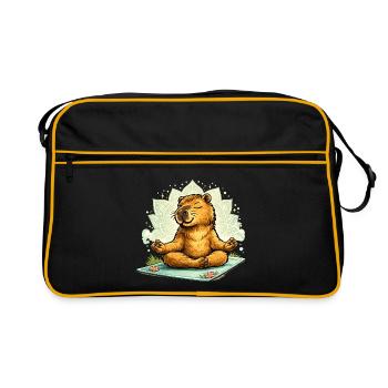 Douce capybara faisant du yoga - Sac Retro - noir/or - Devant