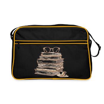 Stack of books with glasses - Retro Bag - black/gold - Front