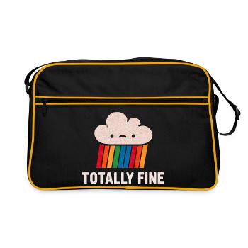 Regenbogen-Muffin mit Wolkenkopf - Retro Tasche - Schwarz/Gold - Vorne