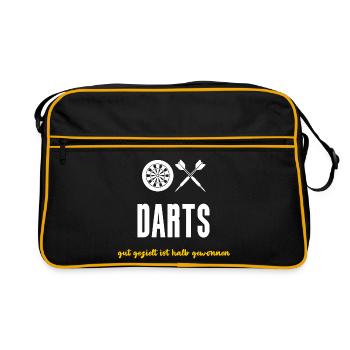 Darts Dartscheibe Pfeile Gut gezielt - Retro Tasche - Schwarz/Gold - Vorne