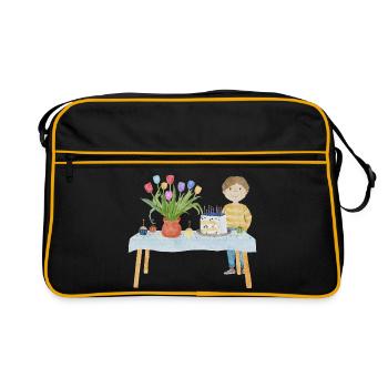 Geburtstagstisch - Retro Tasche - Schwarz/Gold - Vorne