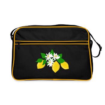 Lemons, lemon blossoms - Retro Bag - black/gold - Front
