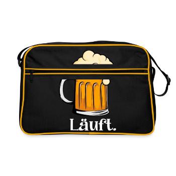 Läuft Beer - Retro Tasche - Schwarz/Gold - Vorne