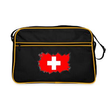 Swiss flag ice block cracks Switzerland - Retro Bag - black/gold - Front