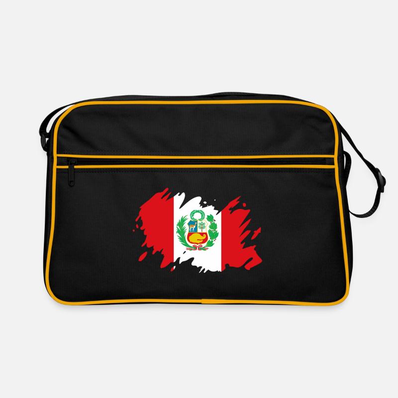 Pérou Drapeau Amérique du Sud Cusco drapeau péruvien - Sac Retro - noir/or