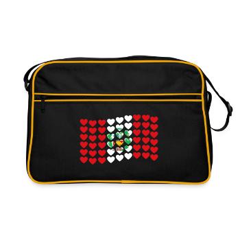 Peru flag heart South America Peruvian heart - Retro Bag - black/gold - Front