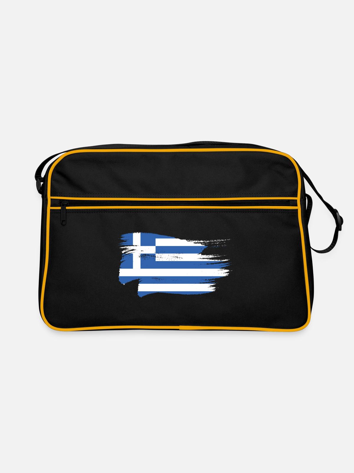 Grèce Drapeau Grec - Sac Retro - noir/or - Devant