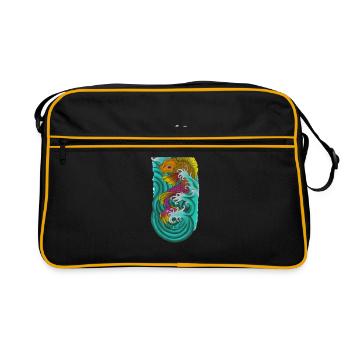 Poisson koi japonais jaune violet - Sac Retro - noir/or - Devant