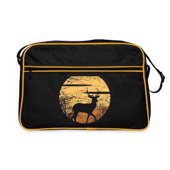 Deer. Roebuck. ramure - Sac Retro - noir/or - Devant