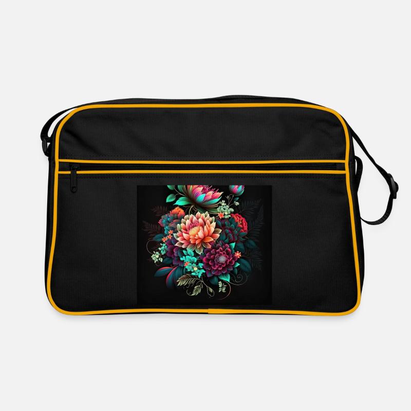 Botanicals Flower Pattern - Retro Bag - black/gold