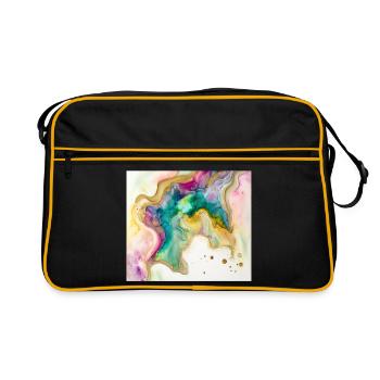 Rainbow Colors And Gold Paint Swirl Pattern - Retro Bag - black/gold - Front