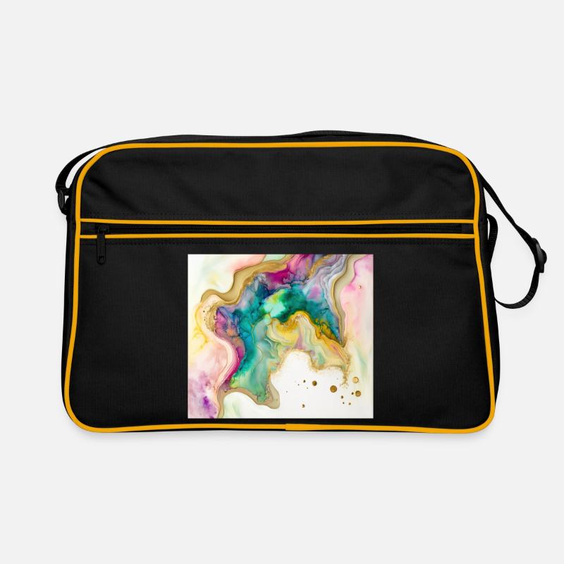 Regenbogenfarben und Goldfarben-Wirbelmuster Retro Tasche