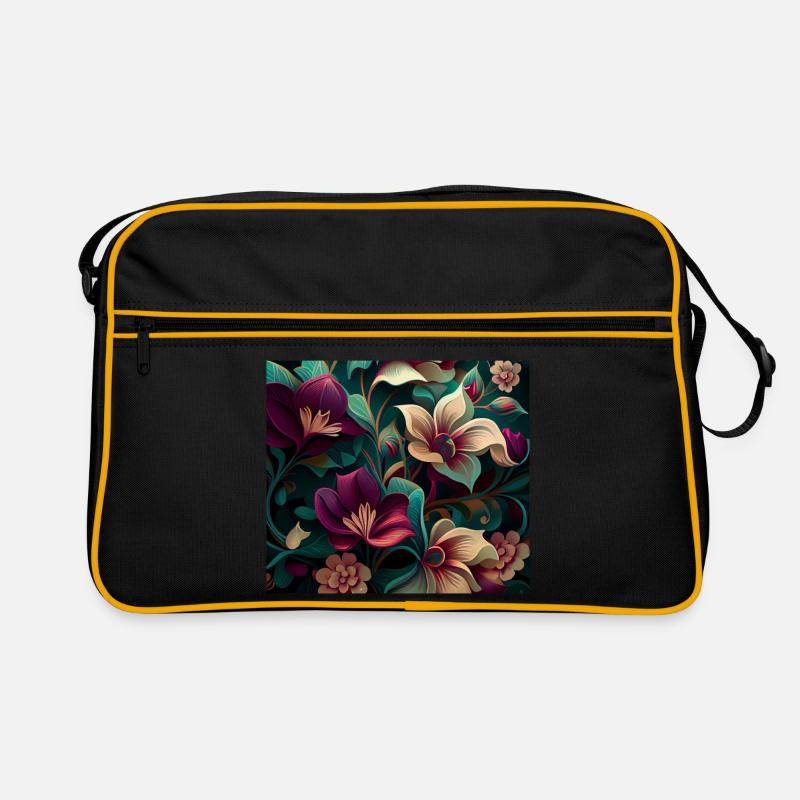 Botanicals Flower Pattern - Retro Bag - black/gold