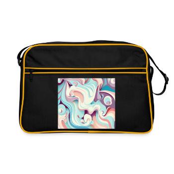 Pastellfarbenes mehrfarbiges abstraktes Wirbelmuster - Retro Tasche - Schwarz/Gold - Vorne