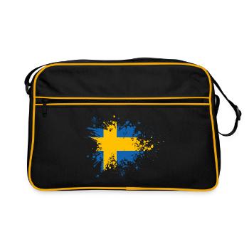 Suède Drapeau Éclaboussures de couleur Scandinavie Klecks - Sac Retro - noir/or - Devant