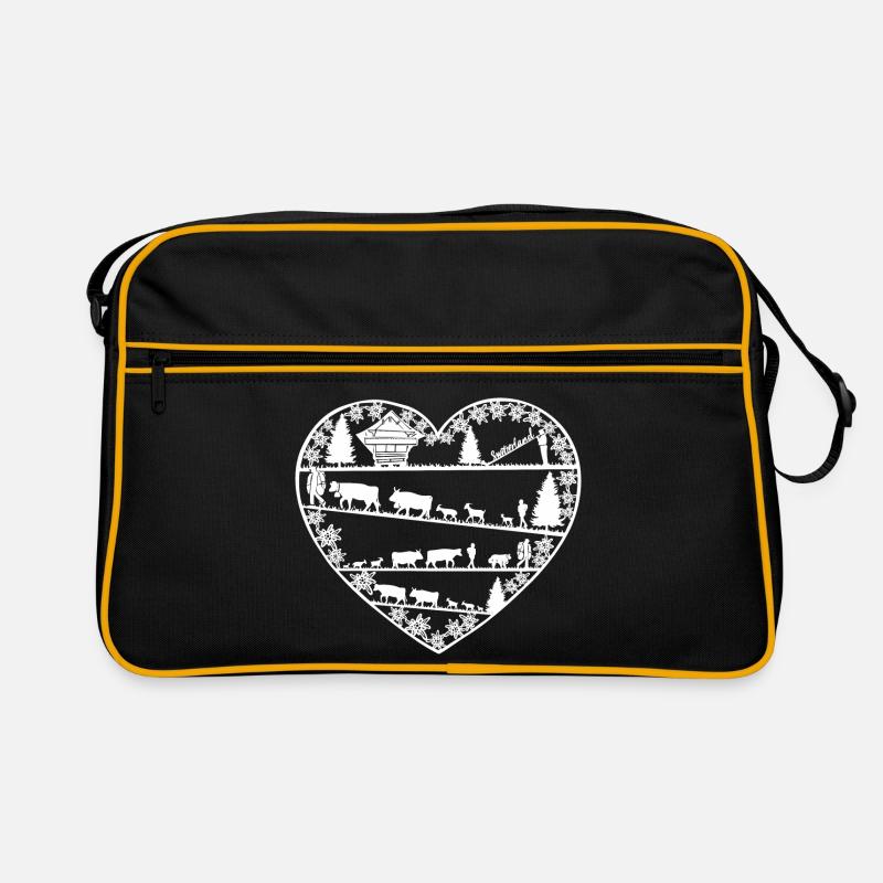Herz mit Alpaufzug weiss Retro Tasche