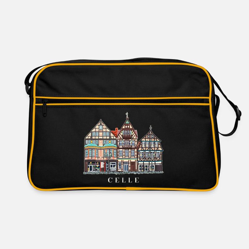 Celle, Hand Drawing Facades Old Town Germany Retro Bag