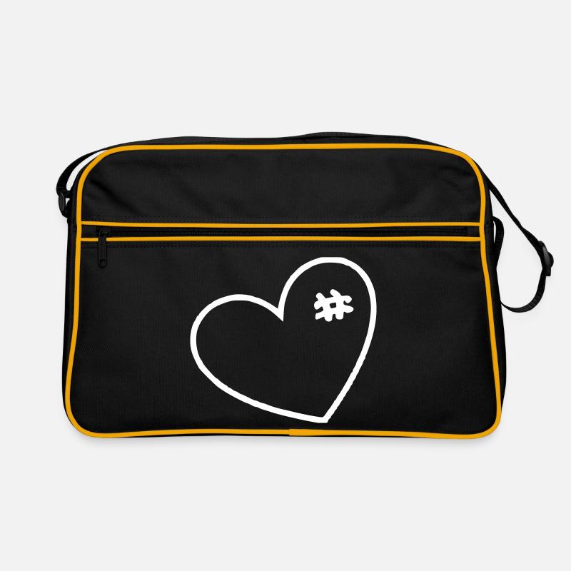 White heart with stitches Retro Bag
