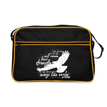 Isaïe 40 31 - planent sur leurs ailes comme des aigles Lettrage - Sac Retro - noir/or - Devant
