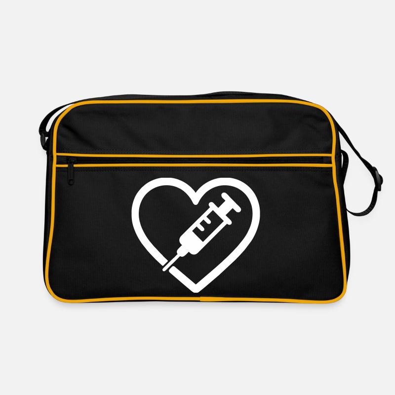 Herz + Krankenschwester – Super-Eltern-Krankenschwester - Retro Tasche - Schwarz/Gold