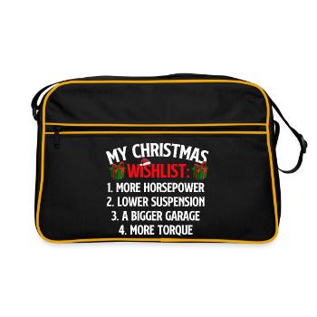 Ma liste de souhaits de Noël Amoureux de voitures Drôle de course de Noël - Sac Retro - noir/or - Devant