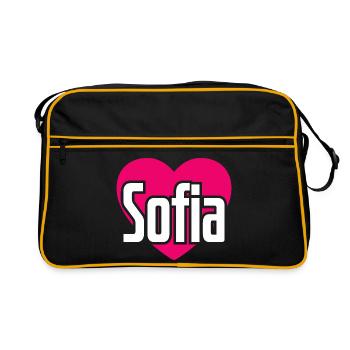 I Love Sofia Pinkes Herz Ich liebe Sofia - Retro Tasche - Schwarz/Gold - Vorne