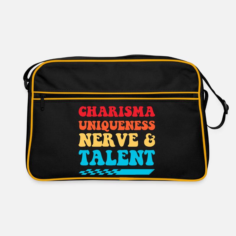 Charisma, Einzigartigkeit, Nerven & Talent Retro Tasche