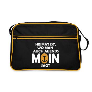 Heimat ist, wo man auch abends MOIN sagt! - Retro Tasche - Schwarz/Gold - Vorne