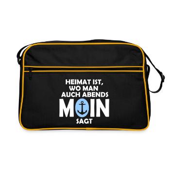 Heimat ist, wo man auch abends MOIN sagt! - Retro Tasche - Schwarz/Gold - Vorne