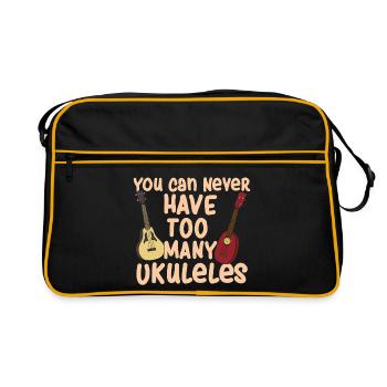 You Can Never Have Too Many Ukuleles Music Art - Retro Bag - black/gold - Front