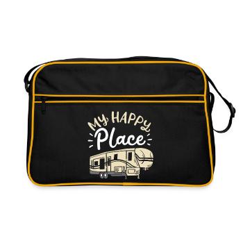 My Happy Place Retro RV Camping Travel Art - Retro Tasche - Schwarz/Gold - Vorne