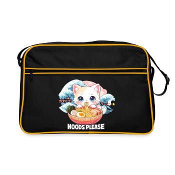 Kawaii Neko Ramen Cat Noodle Anime - Retro Bag - black/gold - Front