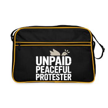 Unpaid Peaceful Protester Activist Saying Demo - Retro Bag - black/gold - Front