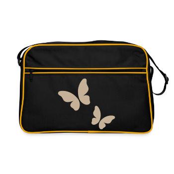 Motif papillon beige - Sac Retro - noir/or - Devant