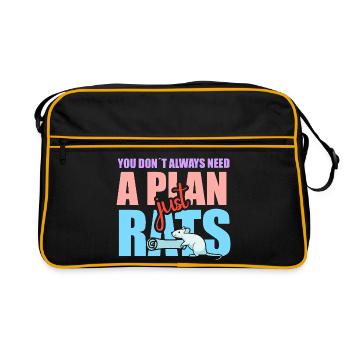 Rat, rat de maison, propriétaire de rats, amoureux des rats - Sac Retro - noir/or - Devant