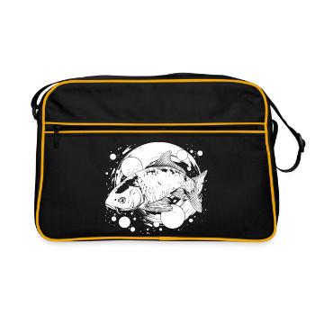 Fischerei Streetart - Retro Tasche - Schwarz/Gold - Vorne
